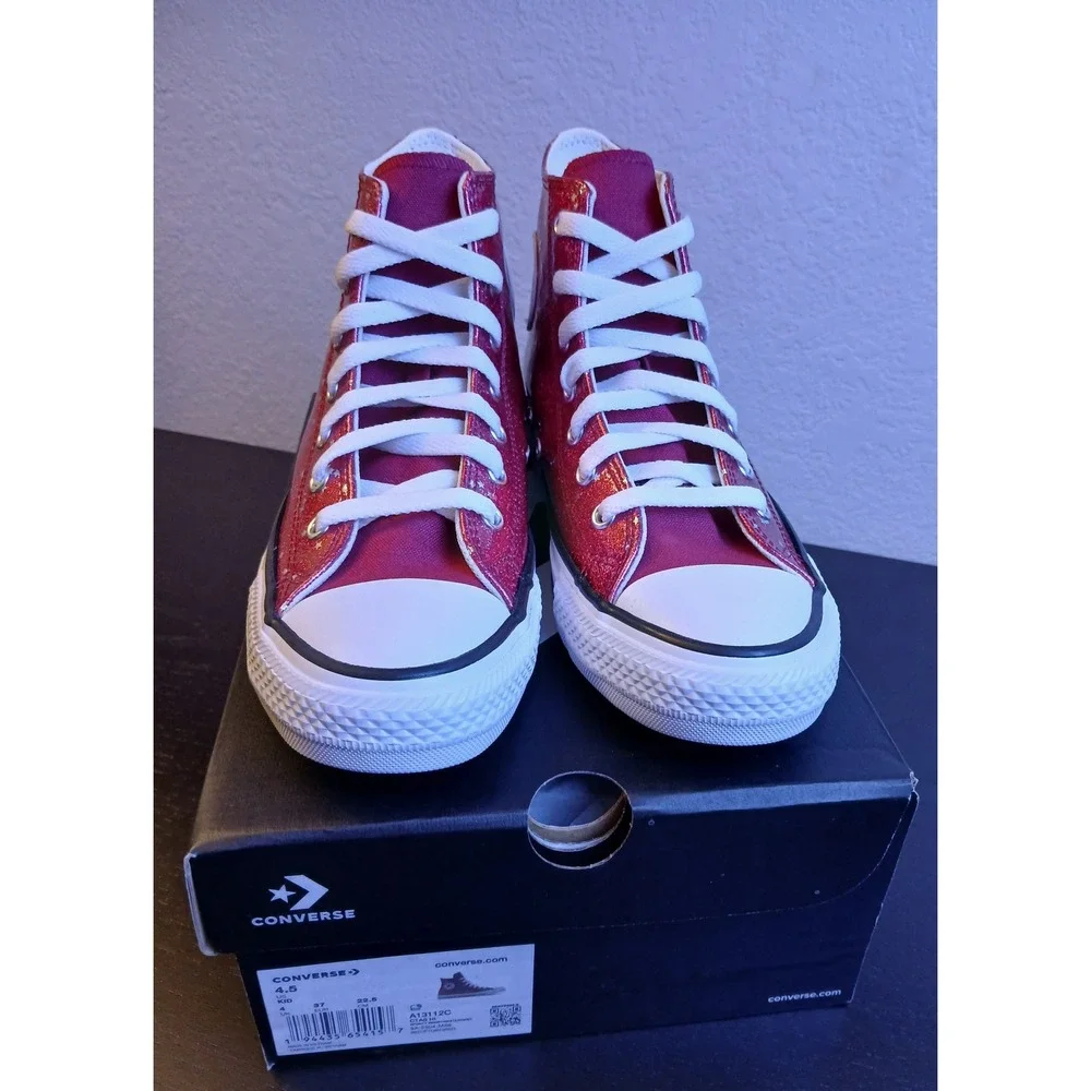 Converse Chuck Taylor All Star Hi Glitter Star Sporty Berry Pink Big Kid 4.5 NEW